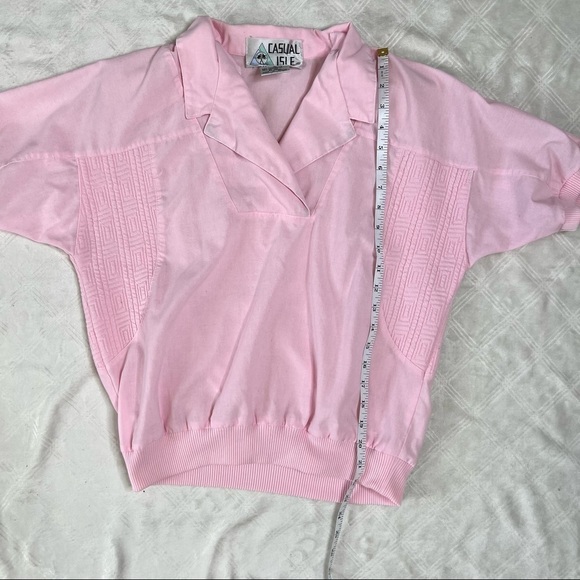Vintage Casual Isle 80’s Pastel Pink Short Sleeve Doleman Pullover Sweatshirt - Picture 14 of 15